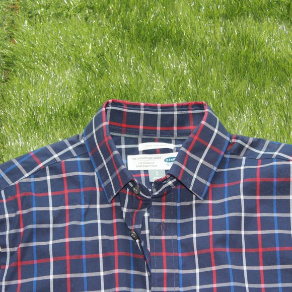Old Navy Men's Small Slim Fit Dress Shirt - Blue Plaid - Picture 6 of 12
